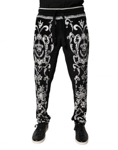 Dolce & Gabbana Black Bandana Cotton Jogger Pants