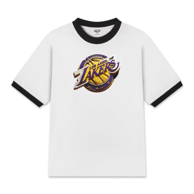 Unisex Cotton Ringer Relaxed Fit NBA Lakers Logo 3D