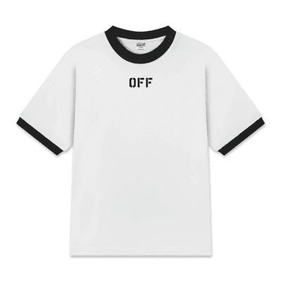 Unisex Cotton Ringer Relaxed Fit Off-White Stamp Rib Shaped