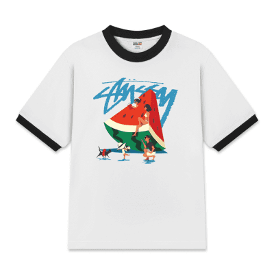 Unisex Cotton Ringer Relaxed Fit Stussy Melting Summer